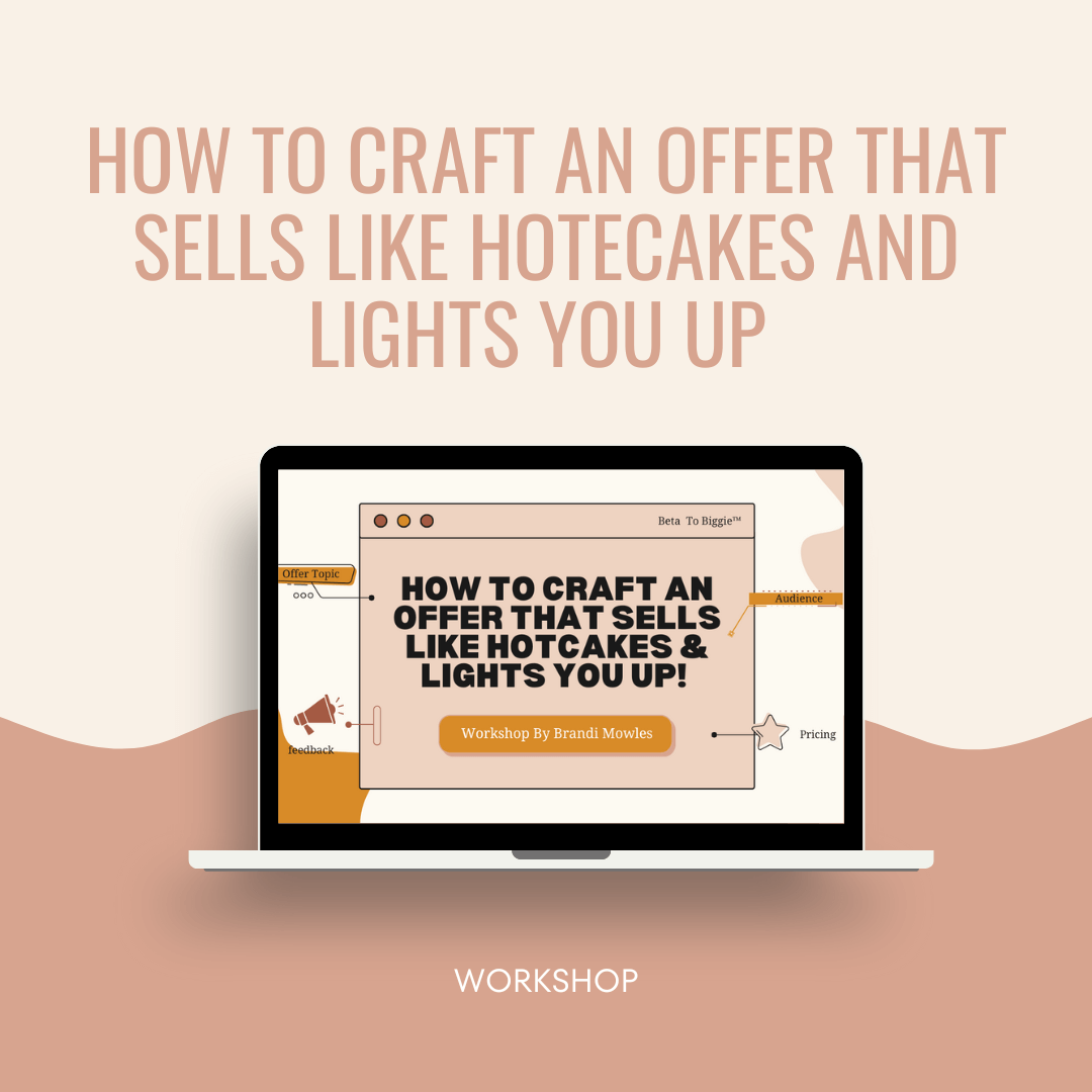 laptop with how to craft an offer that sells like hot cakes slide on it