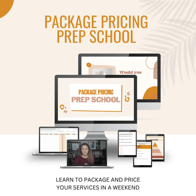 mockup with 7 computer screens of different package pricing prep school resources