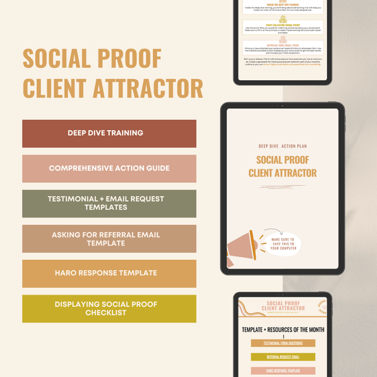 Load image into Gallery viewer, whats included in social proof client attractor ipad mockups
